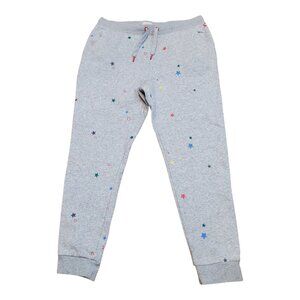 JOULES SZ 12 US Kirsten Soft Jersey Relaxed Fit Jogger Embroidered Stars on Gray